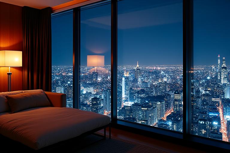 港区の高級マンションからの都会の夜景