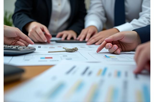 不動産の書類と鍵を処理するプロフェッショナルな手